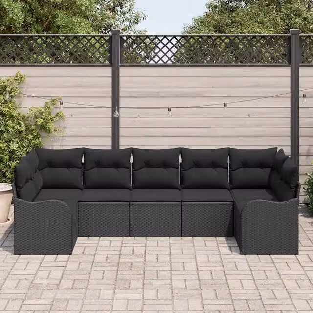 Set Divano da Giardino Nero polyrattan 3345853