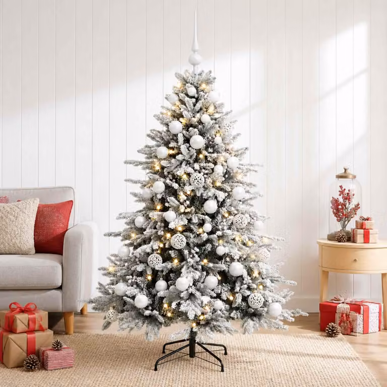 Albero di Natale artificiale con decorazioni natalizie, altezza 150 cm, 150 luci LED