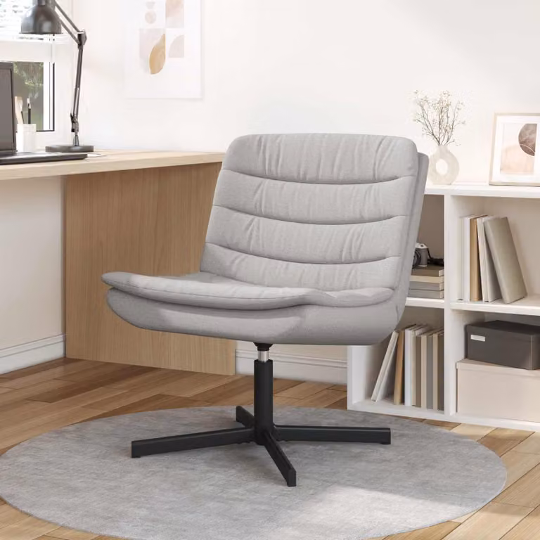 Sedia girevole moderna vidaXL in tessuto Grigio Nuvola e Nero, L/P/H: 63 x 75 x 76 cm