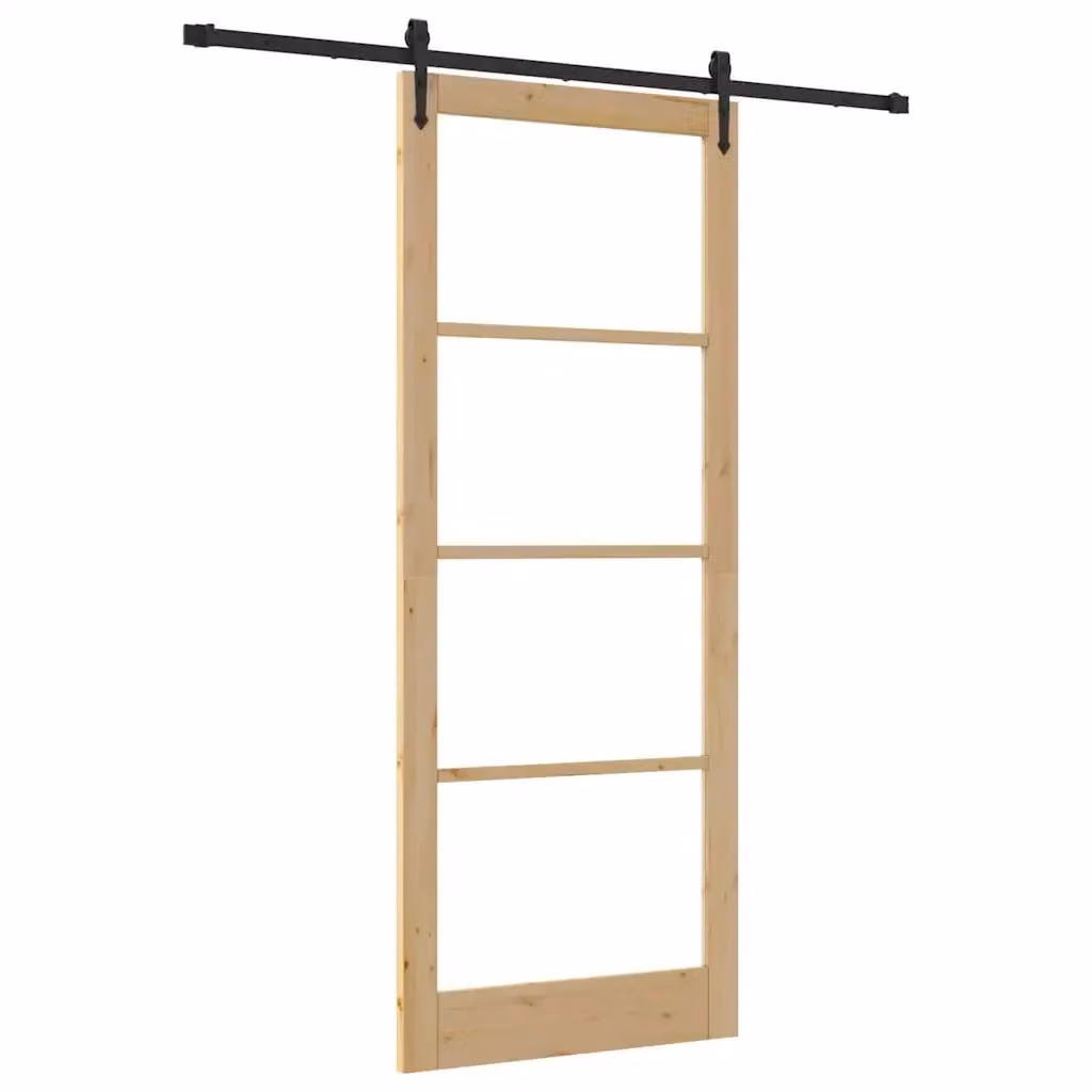 Porta scorrevole minimalist vidaXL in legno di pino e vetro, marrone e nero, L: 93 cm, H: 232 cm – 2
