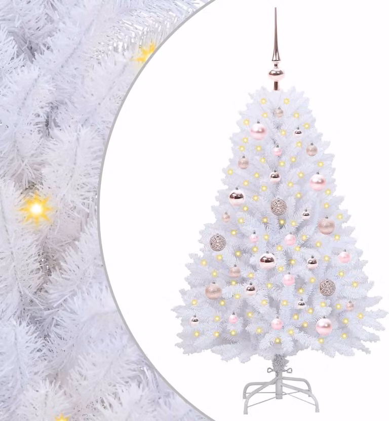 Albero di Natale Artificiale con Rami Pieghevoli Bianco 120 cm