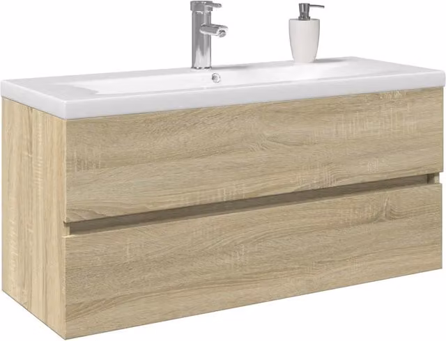 Set Mobili da Bagno 2 pz in Ceramica e Legno Multistrato 3307665