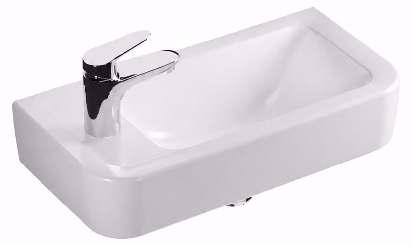 VIGOUR CLIVIA lavabo quadrato 50x25 cm foro per rubinetto a sinistra, bianco