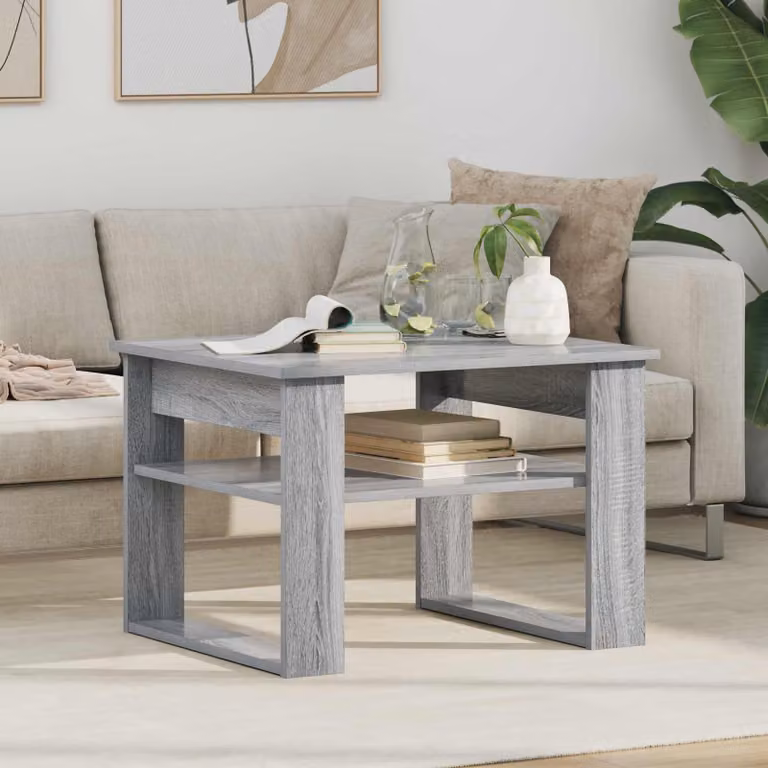 vidaXL Tavolino da salotto moderno in MDF grigio L: 64 cm, P: 54 cm, H: 44 cm