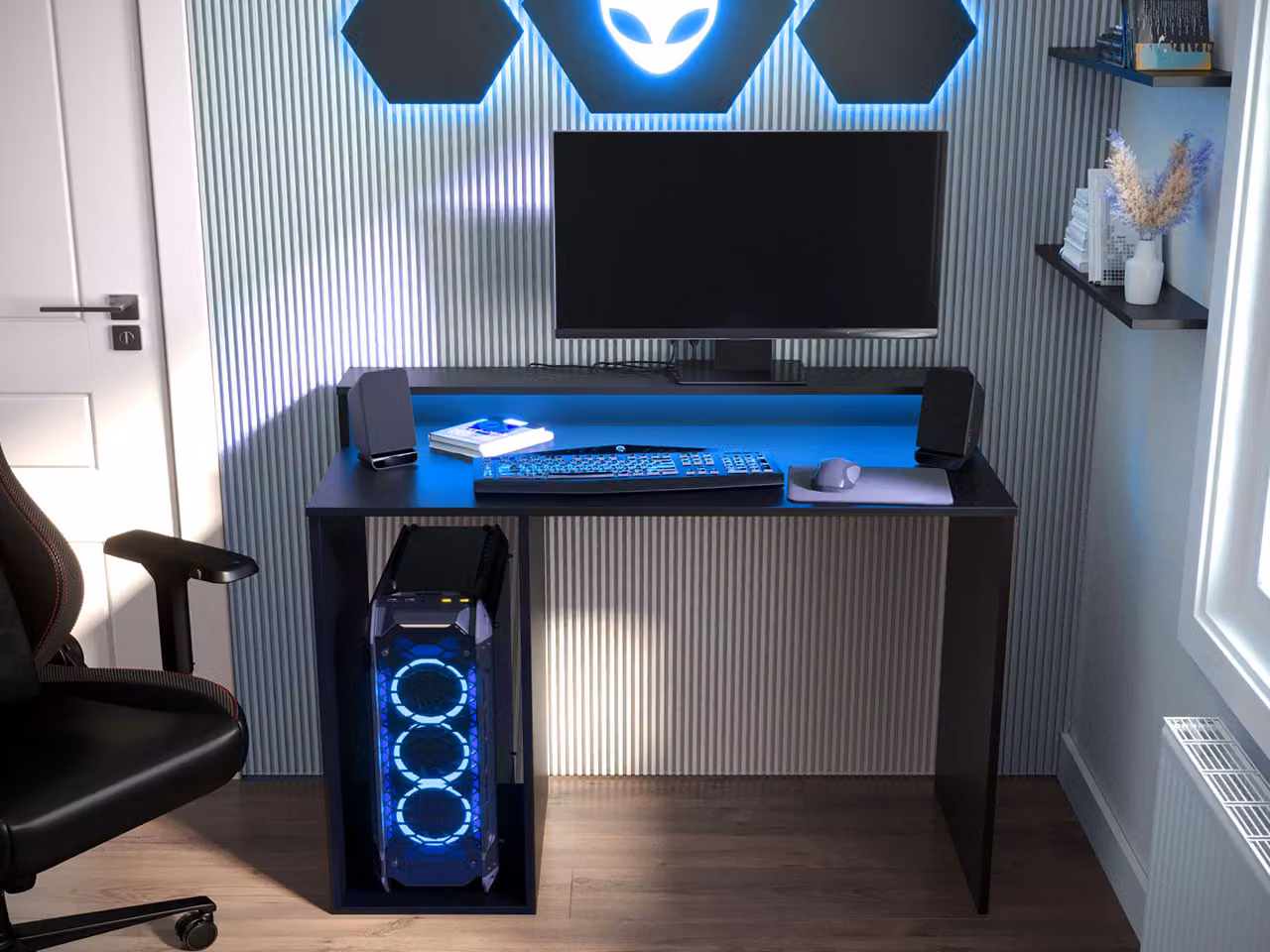 Tavolo per computer con illuminazione a LED PACHO 2 - nero