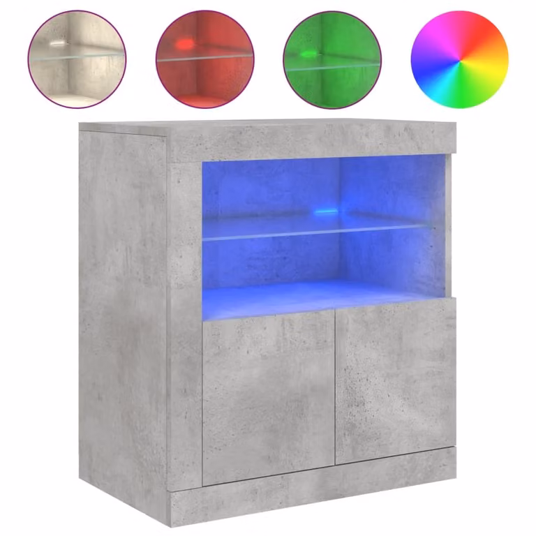 Credenza con Luci LED Grigio Cemento 60,5x37x67 cm