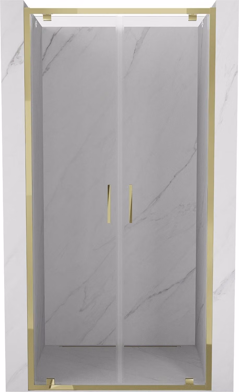 Mexen Exo porte doccia doppie a battente 90 cm, trasparenti, dorate - 8182-090-000-50-00