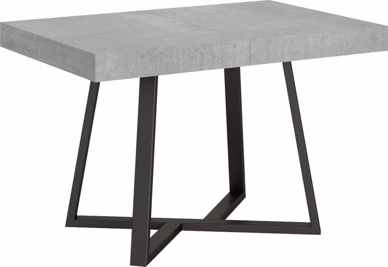 ITYHOME - Tavolo allungabile 120/204x80 cm Zeplir cemento gambe antracite