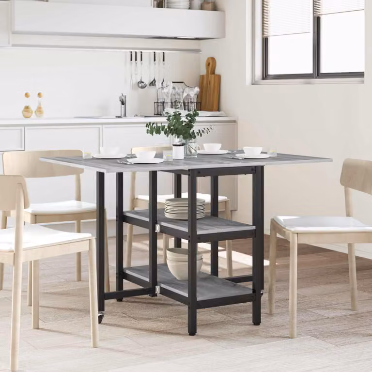 vidaXL Tavolo da Pranzo Moderno Rettangolare in Legno MDF e Metallo Grigio L: 80 cm, P: 122 cm, H: 76,5 cm