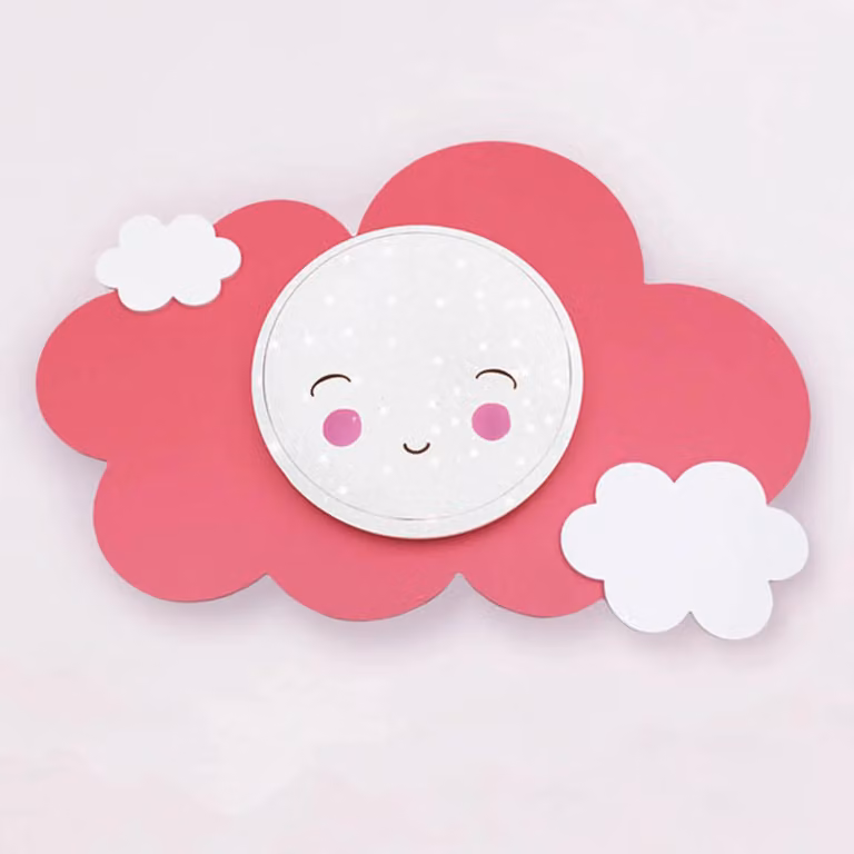 Elobra Applique a LED con nuvola Starlight Smile, rosa Smile, Violetto / Fucsia / Rosa, Cameretta, Legno, Applique