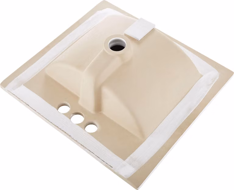 SucceBuy lavabo da semi-incasso 510 x 465 mm lavabo rettangolare con troppopieno e 3 fori per rubinetto, design moderno per cucine e bagni compatti in bianco