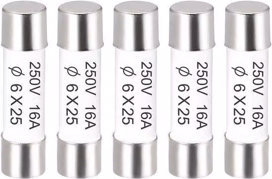 Fusibili ceramici da 16 A, 250 V - Sostituzione rapida - Protezione da sovraccarico - Dimensioni 6 x 25 mm - Adatti per amplificatori e impianti hi-fi