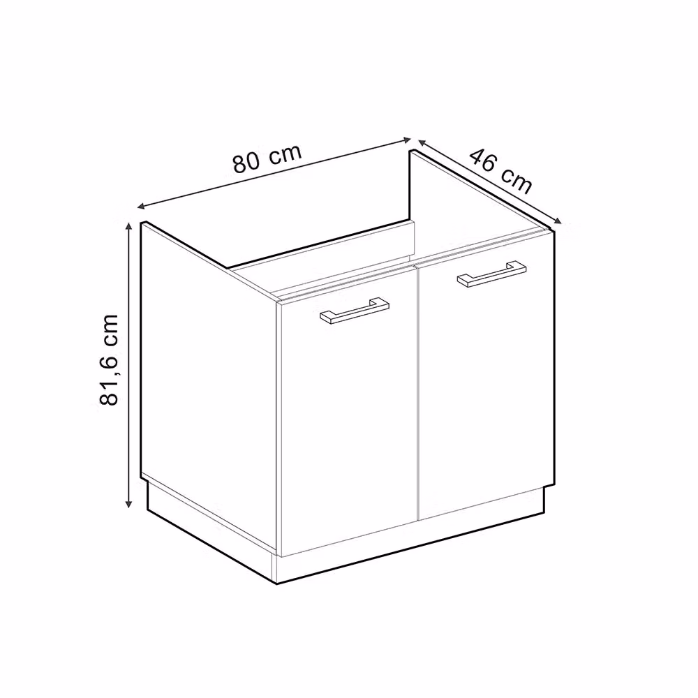 Mobile lavello cucina Vicco R-Line in finitura calcestruzzo e rovere dorato con ante a battente, L: 80 cm – 2
