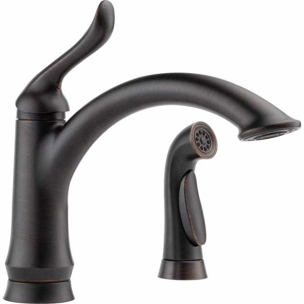 Miscelatore da cucina con doccetta laterale, finitura bronzo veneziano, monocomando
