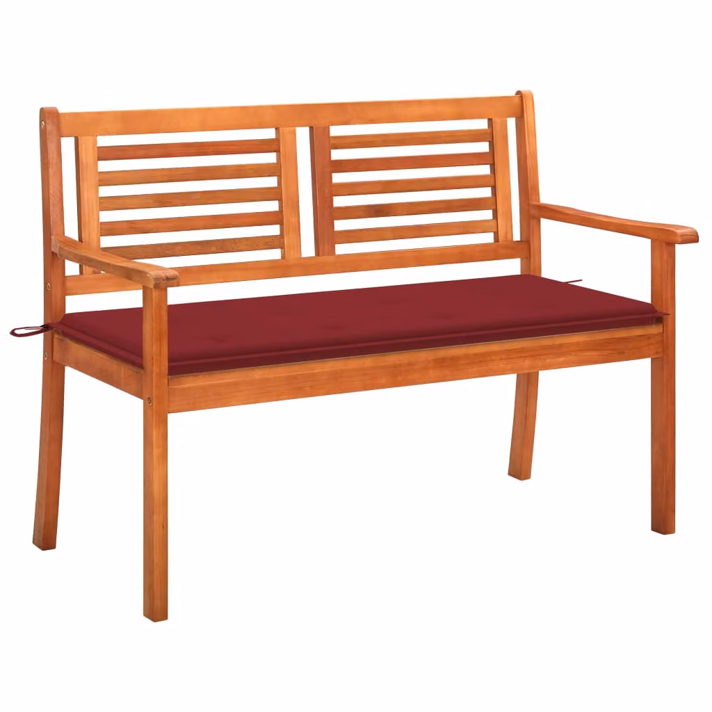 vidaXL Panca da giardino a 2 posti con cuscino 120 cm in legno massiccio di eucalipto