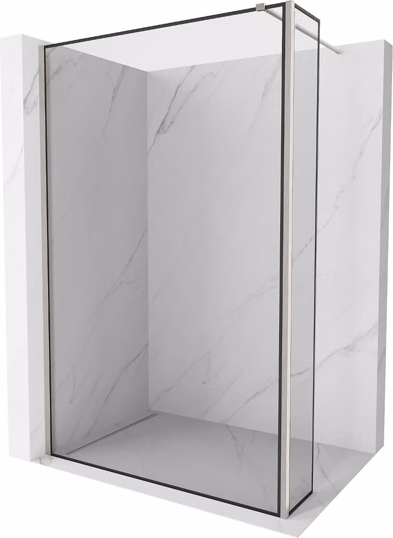 Mexen Kioto parete doccia Walk-in 100 x 40 cm, cornice nera, nichel spazzolato - 800-100-212-97-70-040