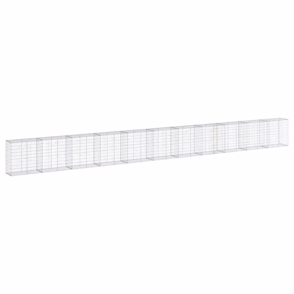 vidaXL Cesto Gabbione con Copertura in Ferro Zincato Grigio L: 1100 cm, P: 50 cm, H: 100 cm – 2