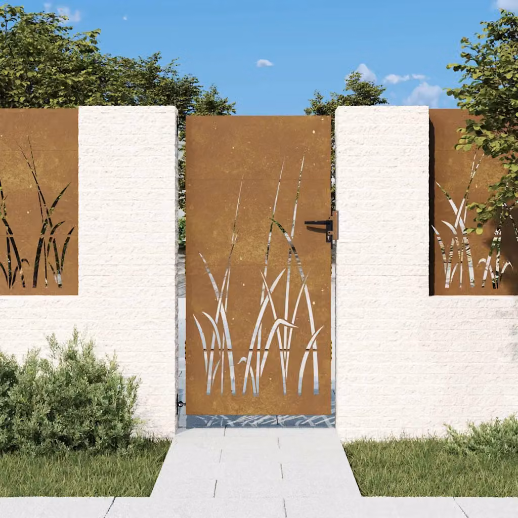 Cancello singolo da giardino vidaXL in acciaio Corten marrone L: 85 cm, H: 175 cm