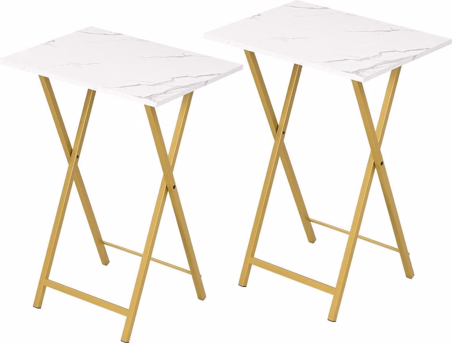 HOOBRO tavolino pieghevole set di 2 stile industriale marmo oro