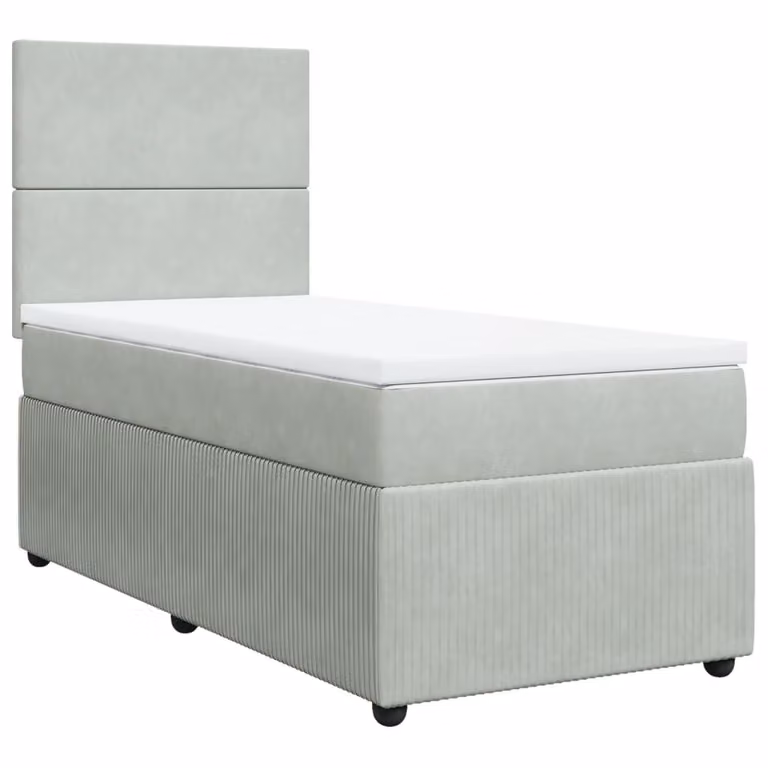 Giroletto a Molle con Materasso Grigio Chiaro 90x200 cm Velluto