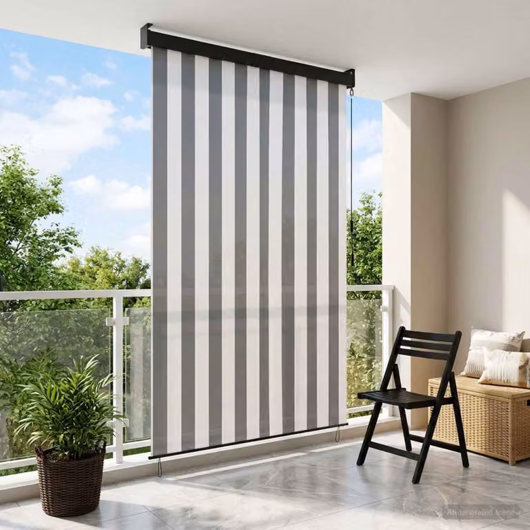 vidaXL Tenda a rullo in poliestere e alluminio, Antracite e Bianco, L 160 cm x H 250 cm