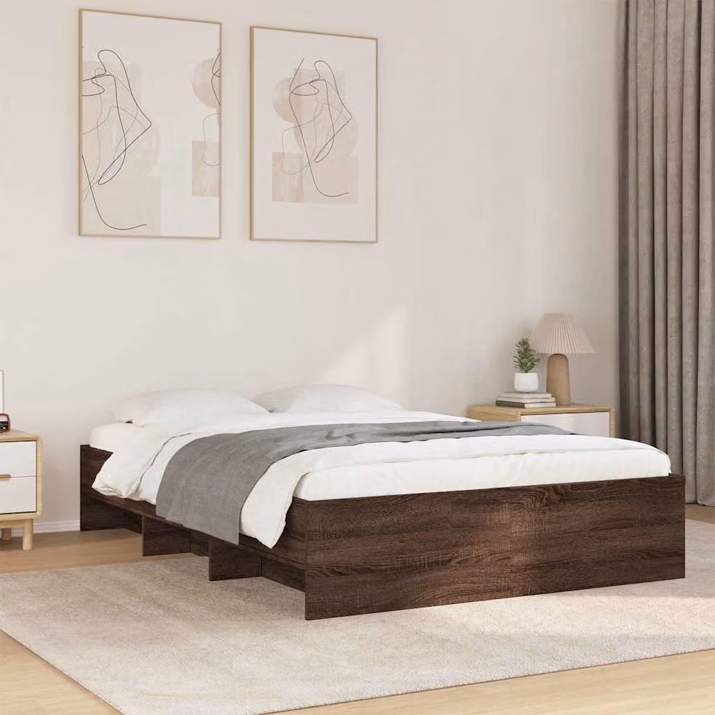 Giroletto senza materasso vidaXL in legno color rovere marrone L: 200 cm, P: 120 cm, H: 35 cm – 1