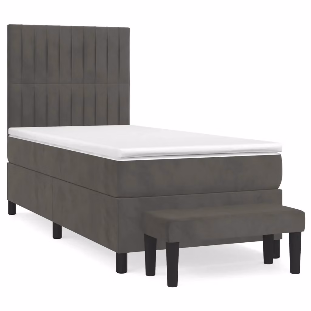 Letto Ibrido con Giroletto a Molle e Materasso vidaXL in Velluto Grigio e Bianco L/P/H: 200 x 100 x 45 cm – 2