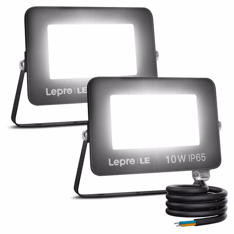 Faretto LED da esterno da 10W, 850 lumen, grado di protezione IP65, temperatura di colore 5000K, confezione da 2