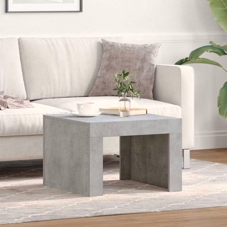 vidaXL Tavolino da Salotto Moderno Grigio Cemento in Legno Multistrato e MDF L/P/H: 50 x 50 x 35 cm