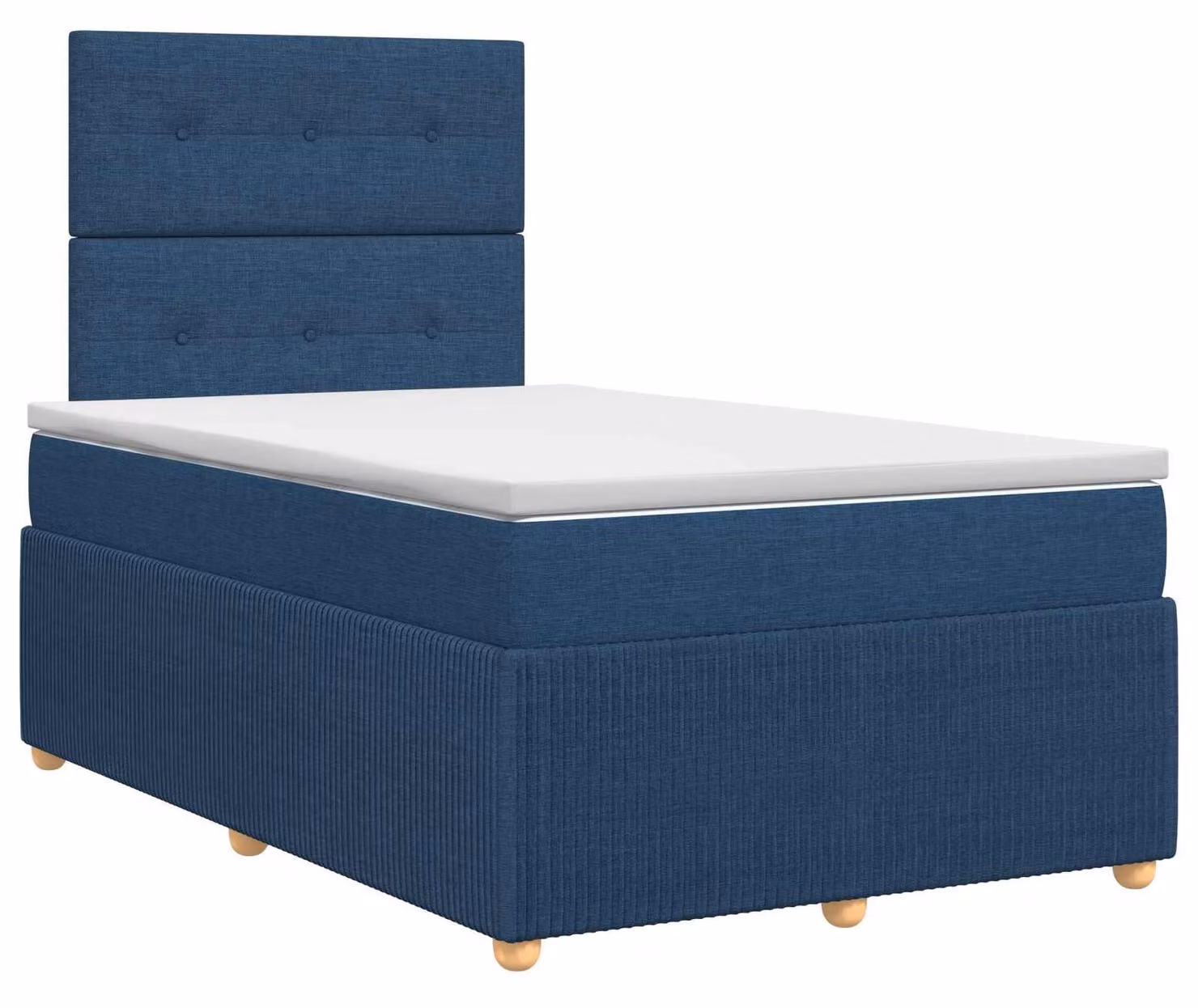 Letto a molle insacchettate con materasso e testata in tessuto blu 120 x 200 cm