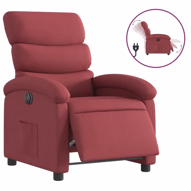 Poltrona | Sedia Relax Elettrica Reclinabile Rosso Vino in Tessuto