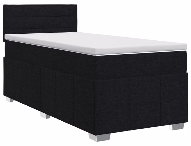 Letto a molle con materasso nero 90 x 200 cm in tessuto
