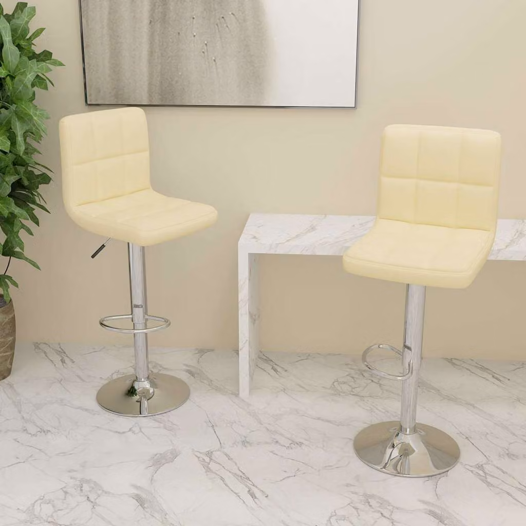 Set di 2 sgabelli da bar vidaXL in tessuto beige con seduta girevole a 360 gradi e struttura in metallo