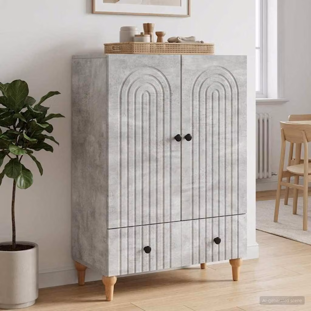 Credenza moderna vidaXL in legno ingegnerizzato MDF, colore grigio cemento, L 66 x P 34,5 x H 95 cm