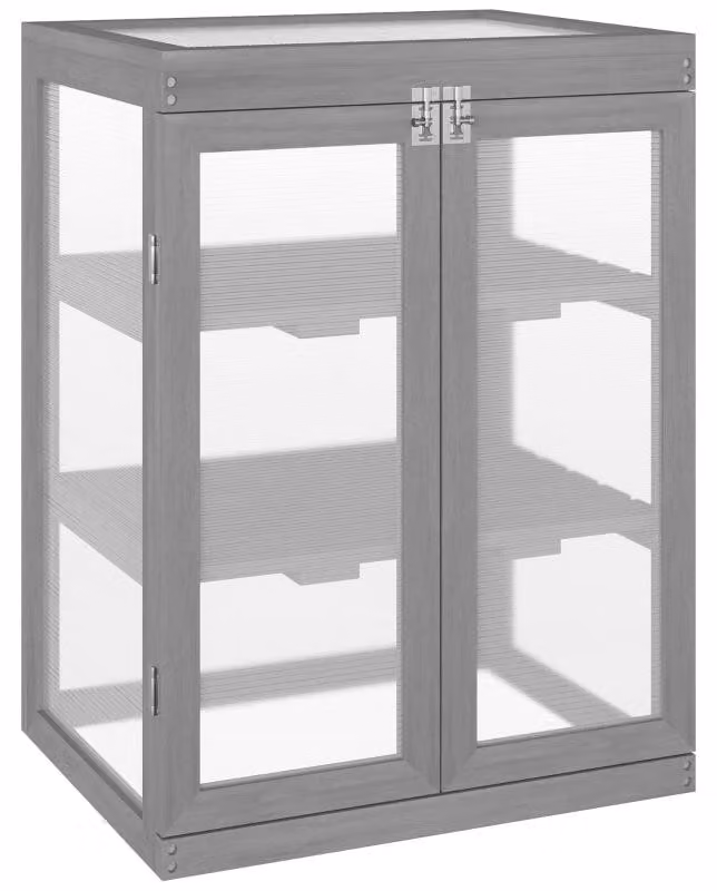 Serra in legno, modello freddo – Serra con 2 ripiani | Colore: Grigio scuro | Dimensioni: 44x58x78 cm