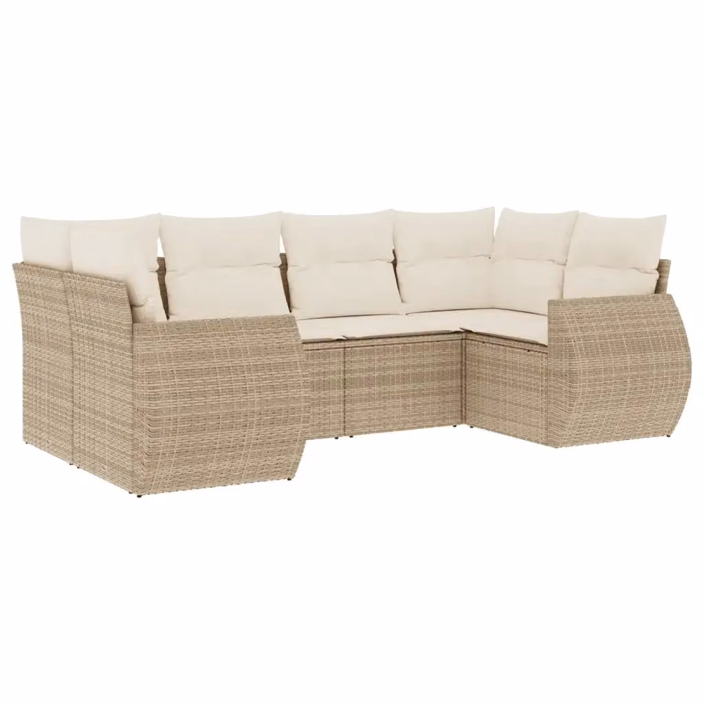 vidaXL Set Divano da Giardino a L in Polyrattan con Cuscini Beige e Rivestimenti Rimovibili – 2
