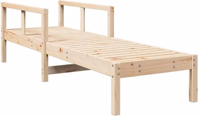 Lettino prendisole in legno massello di pino beige con poggiatesta regolabile per giardino, balcone o terrazza L: 199,5 cm, P: 62 cm, H: 55 cm