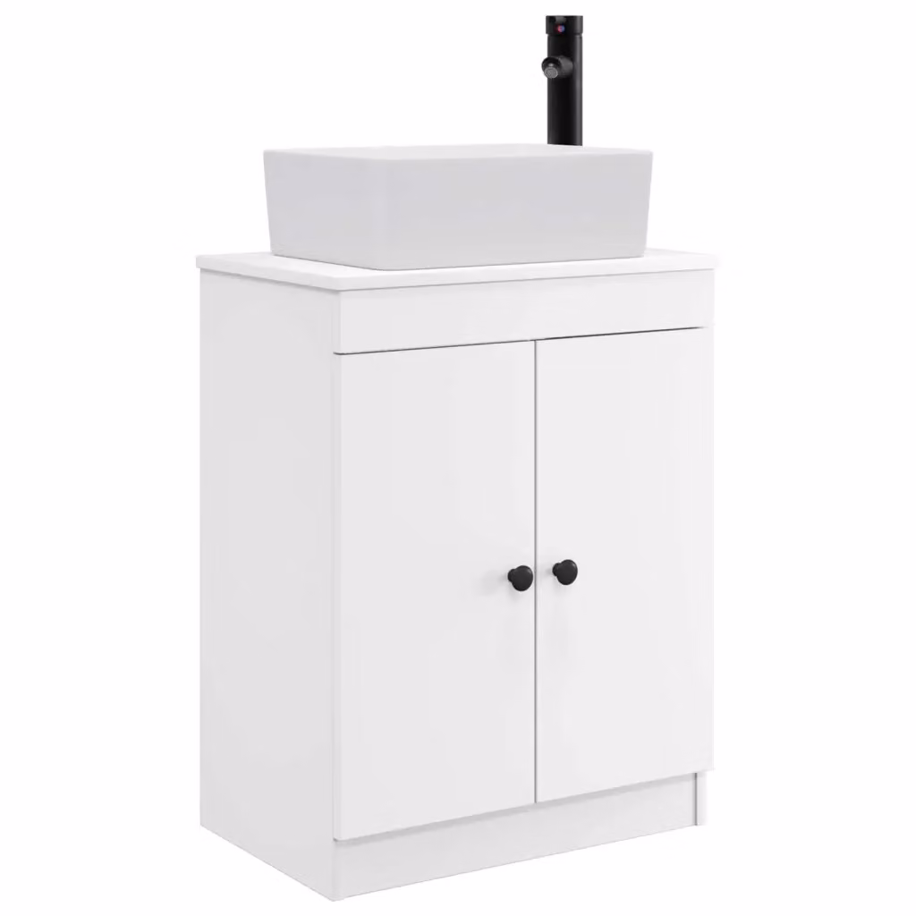 Mobile da bagno moderno vidaXL con lavabo bianco e nero, L: 54 cm, P: 35 cm, H: 83 cm – 2