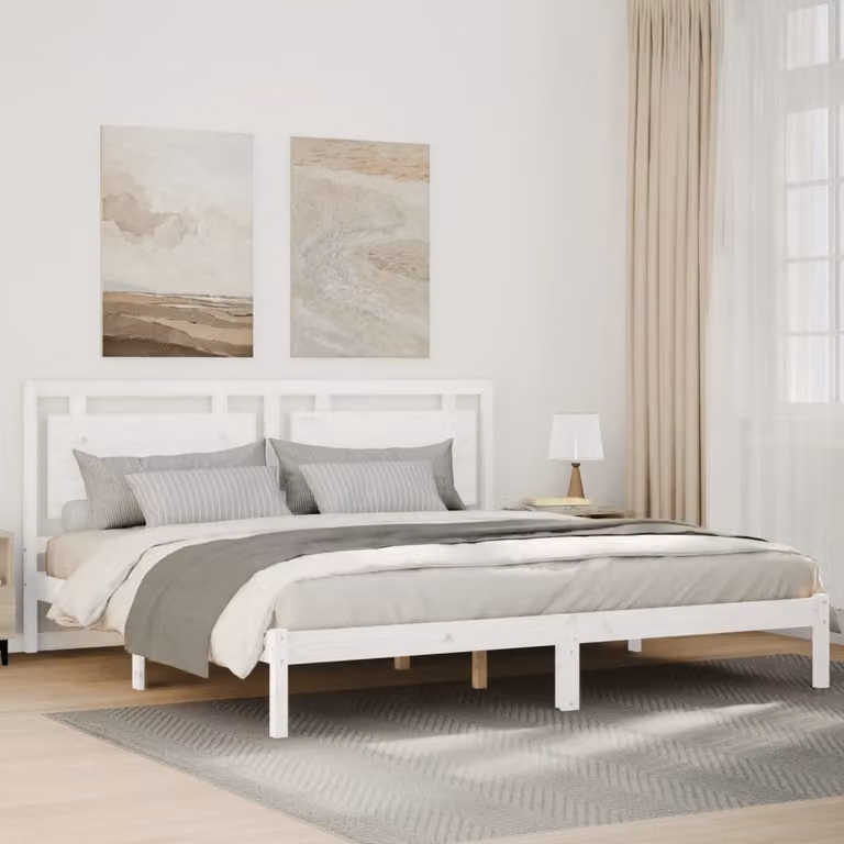 Giroletto Extra Lungo vidaXL in Legno Massello di Pino Bianco 200x220 cm