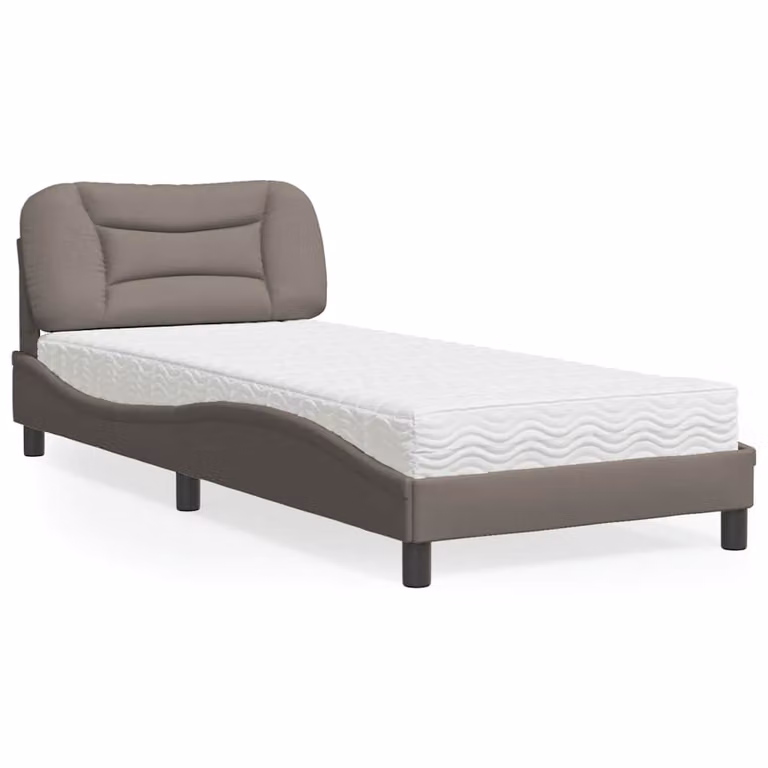 Letto con Materasso Hvar vidaXL in Tessuto Tortora 90x190 cm
