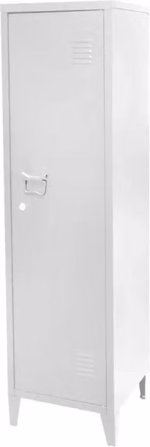 Armadietto spogliatoio Meublorama bianco in stile industriale con 1 anta in metallo per ufficio e home office L/P/H: 38 x 38 x 137 cm