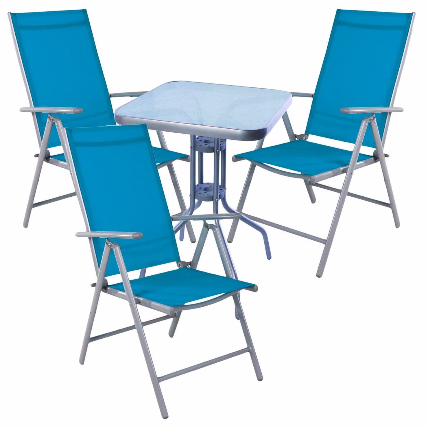 Set da bistrot, 4 pezzi, grigio argento / petrolio
