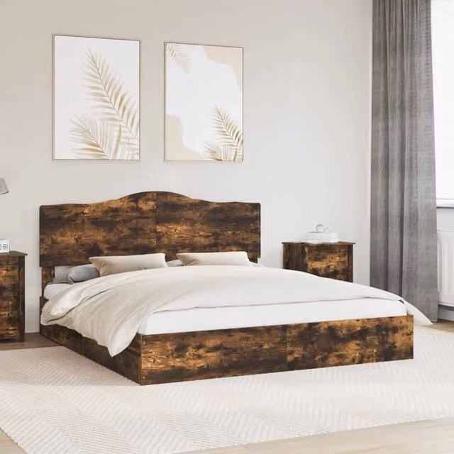 Letto con Contenitore con cassetto Rovere fumé 180 x 200 cm 3413482