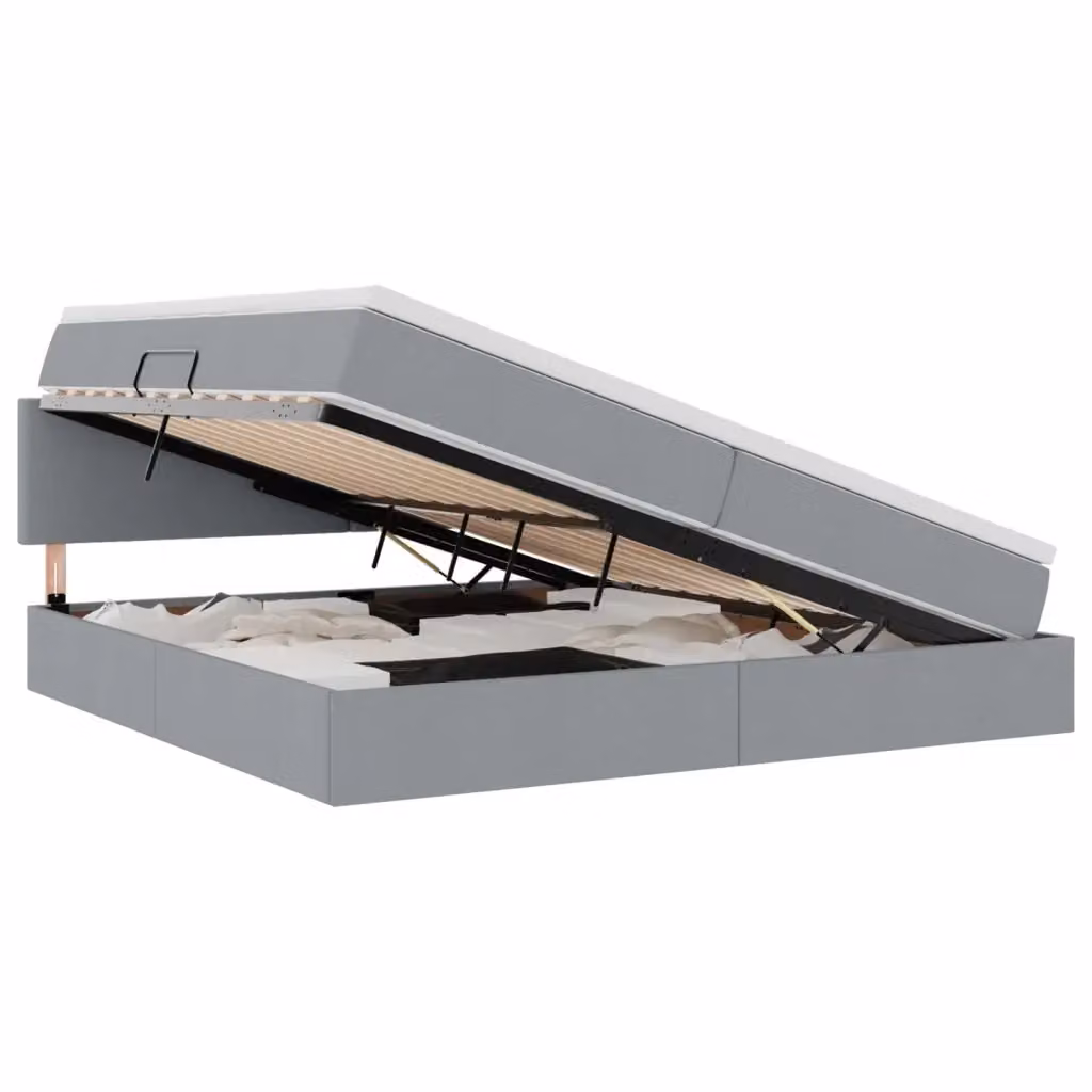 Letto con contenitore e materasso ibrido vidaXL Grigio e Bianco L/P: 200 x 200 cm – 2