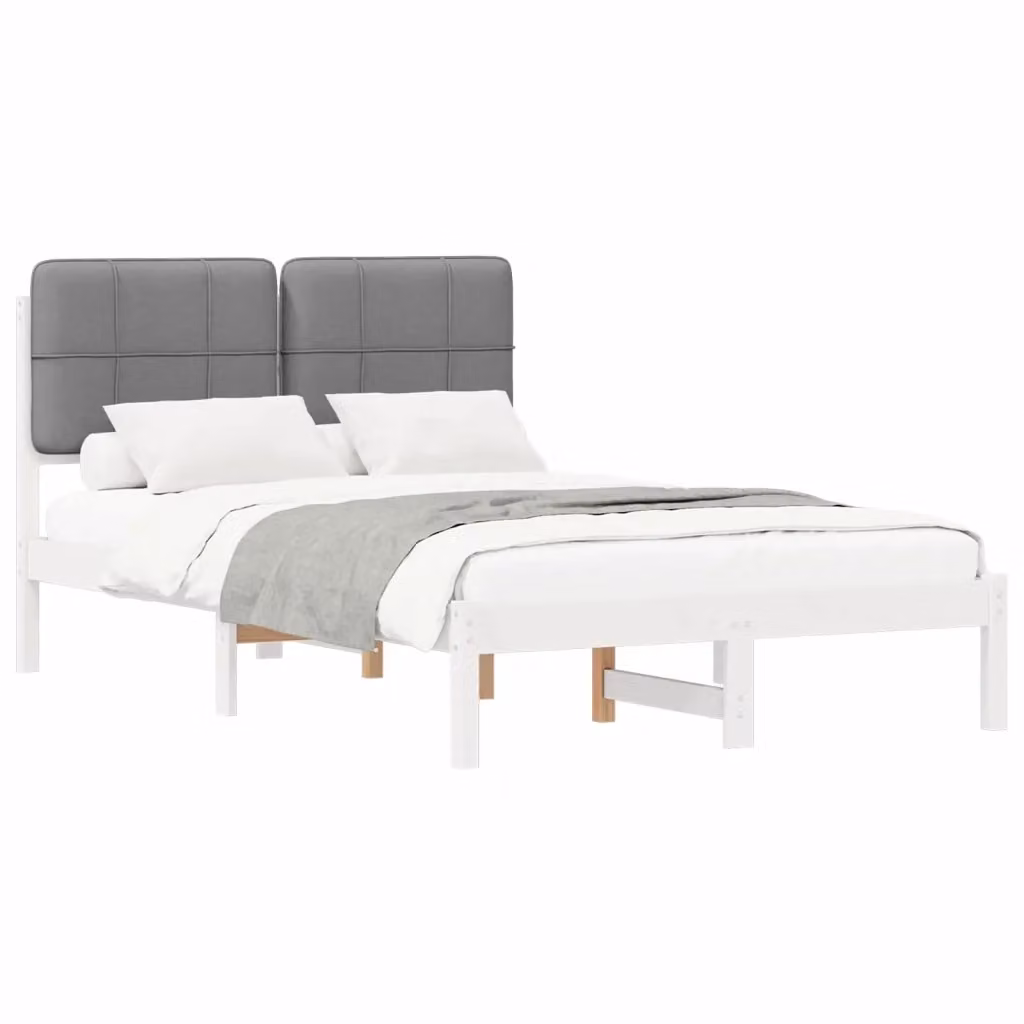 Letto con testiera rivestita vidaXL in legno di pino e tessuto grigio L/P/H: 200 x 120 x 84,5 cm – 2