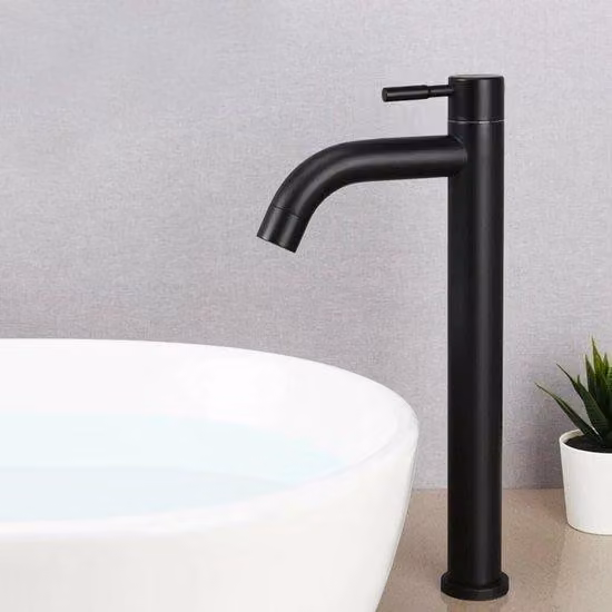 Rubinetto per acqua fredda in acciaio inossidabile, rubinetto alto per lavabo da bagno