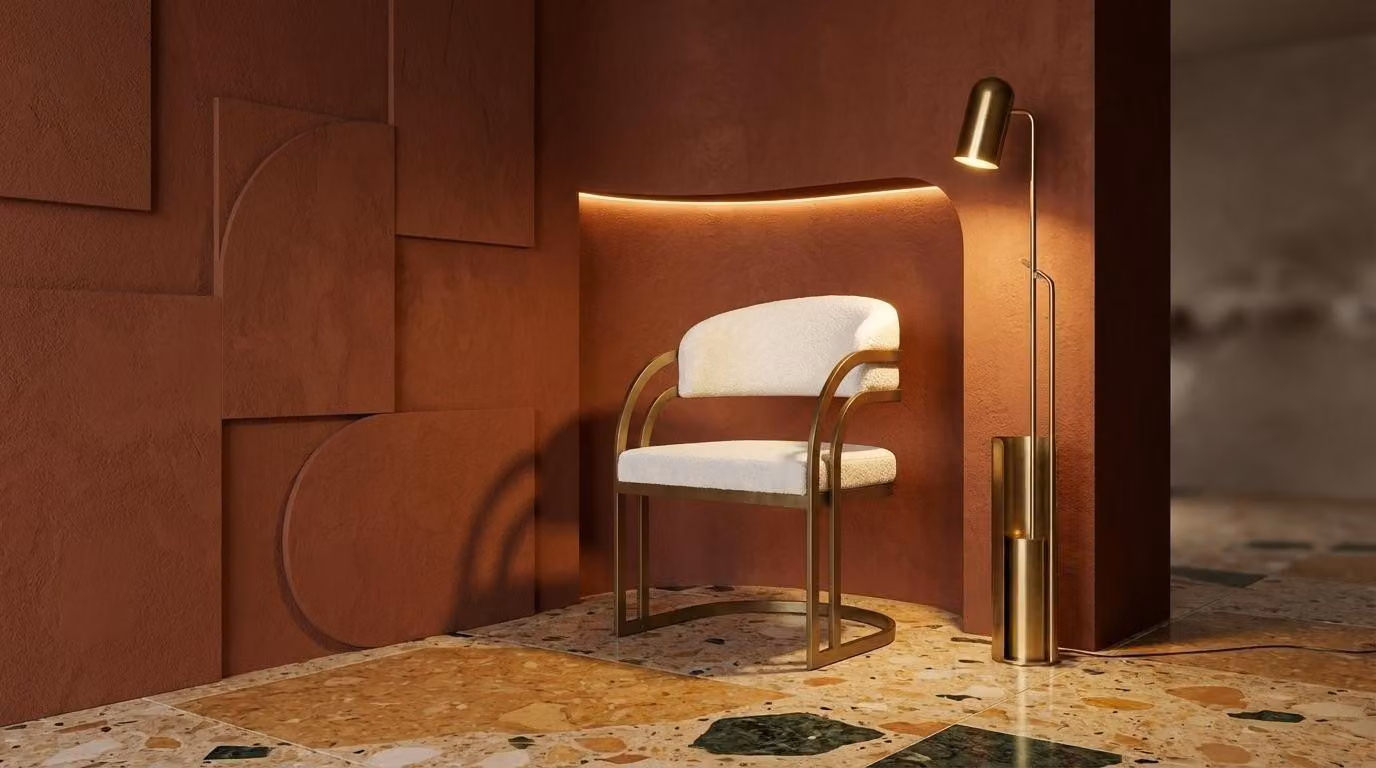 Sedia da pranzo con dettagli dorati, design moderno