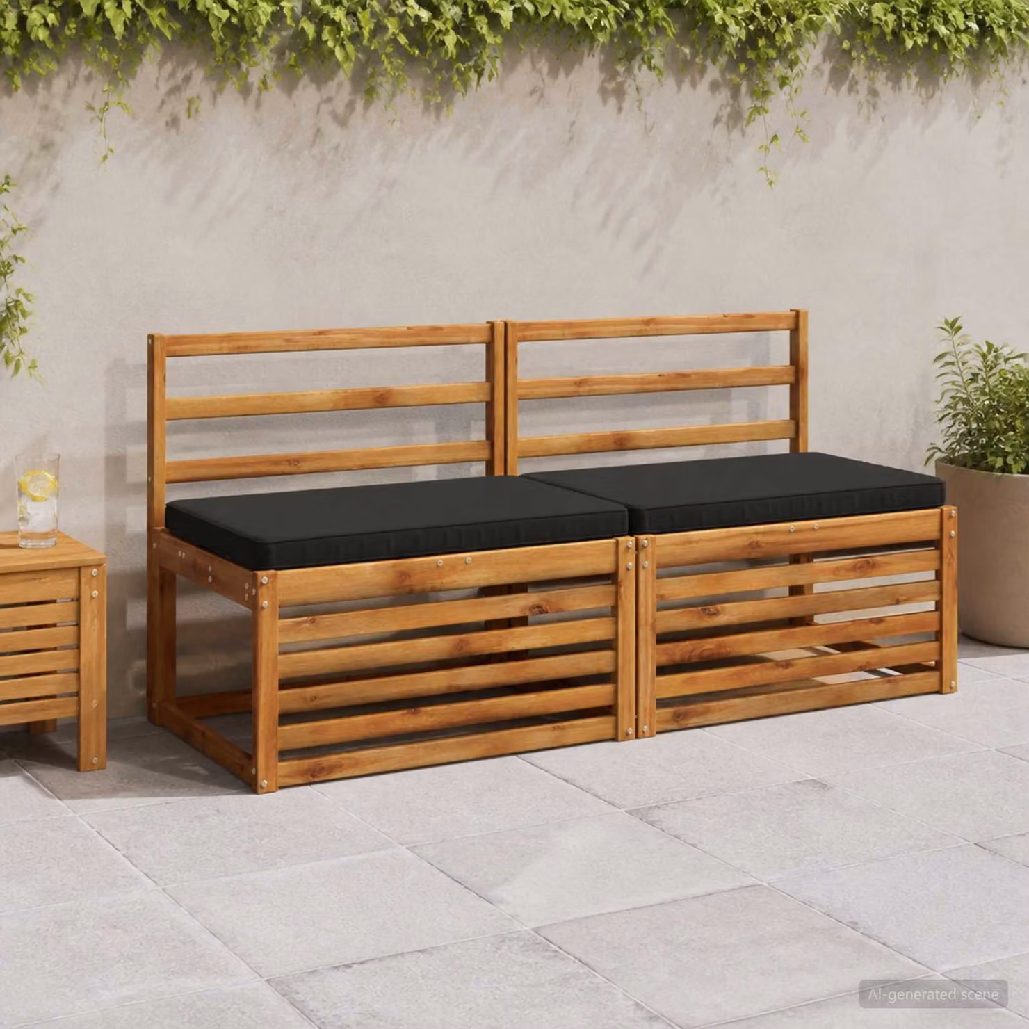 Cuscino per panchina vidaXL VUGHT nero in poliestere con rivestimento rimovibile e resistente ai raggi UV