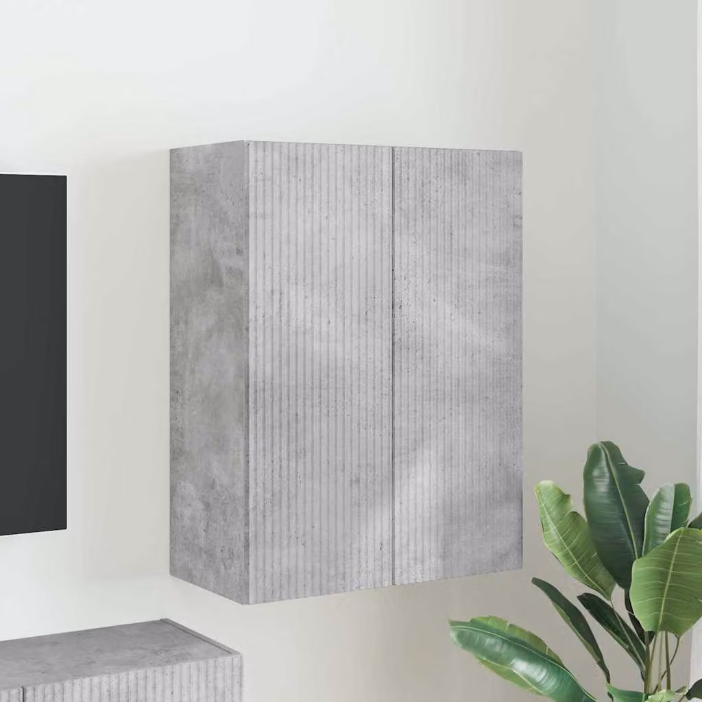 Mobile TV da parete vidaXL moderno in legno MDF, Grigio, L: 59,5 cm, P: 31 cm, H: 80 cm