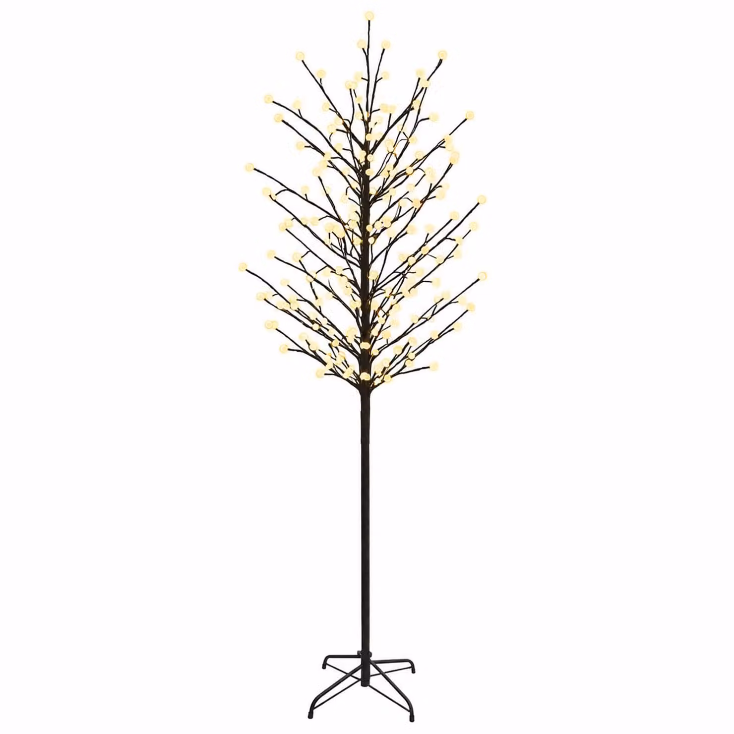 vidaXL Albero di Natale con palline LED Nero 210 cm Acciaio 250 LED